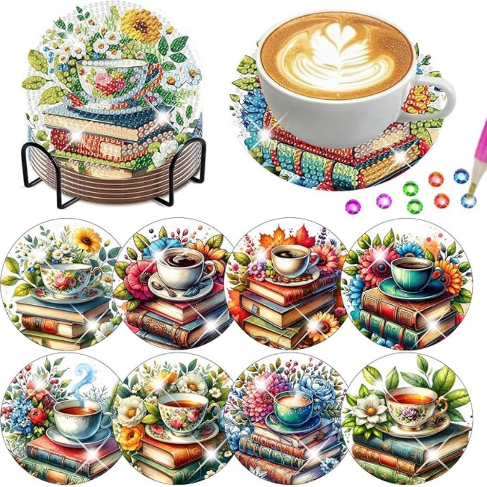 Graph Paper Pad - Set di 8 Sottobicchieri con Supporto