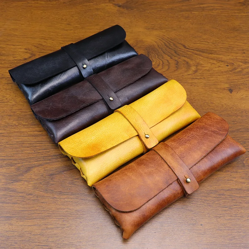 Tan Stationery & Office Supply - Astuccio in pelle conciata stile retrò,